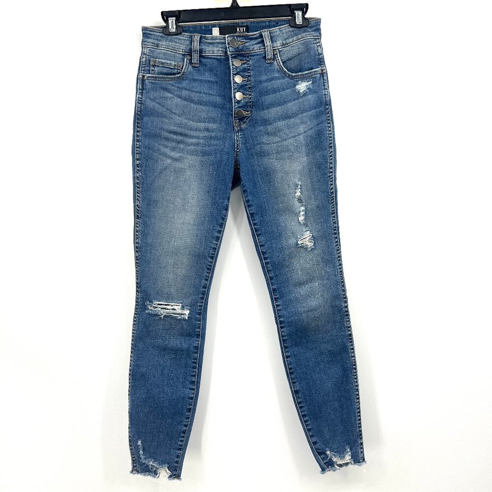 Kut from the Kloth Connie Fab Ab Ankle Skinny Distressed Jeans Women's 2